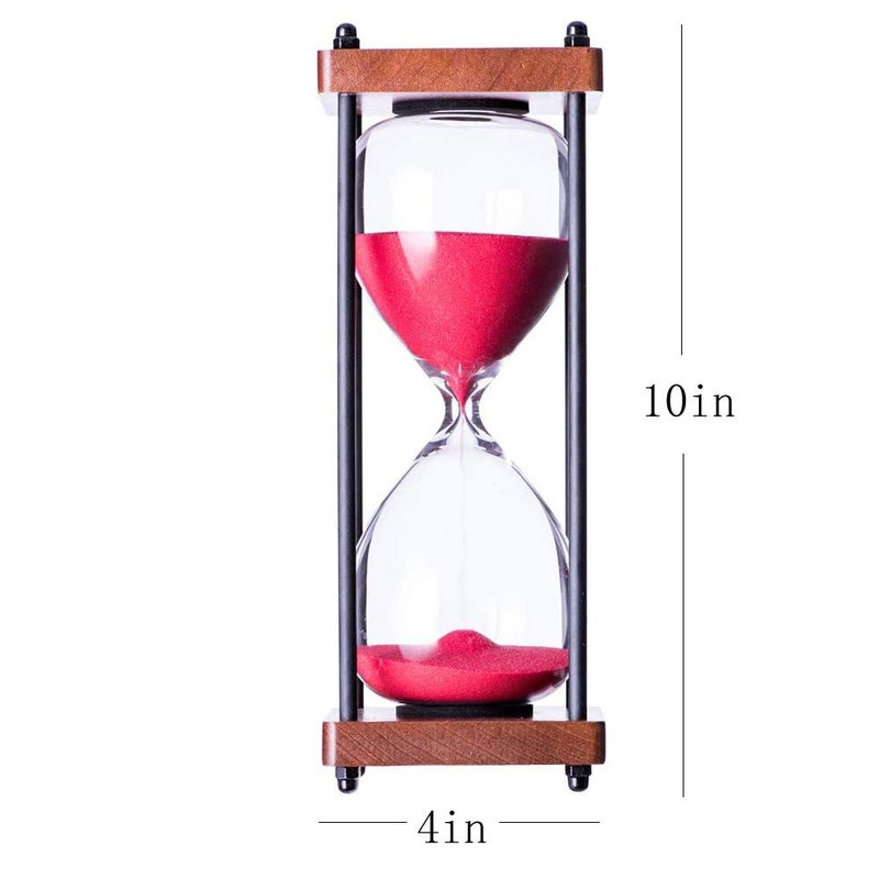SAMLONG Large Hourglass Timer 30 Minute, Decorative Wooden Sandglass, Red - Image 3